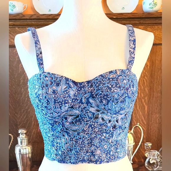 Cache Tops - CACHE 90s Beautiful Hand Beaded Cropped Bustier